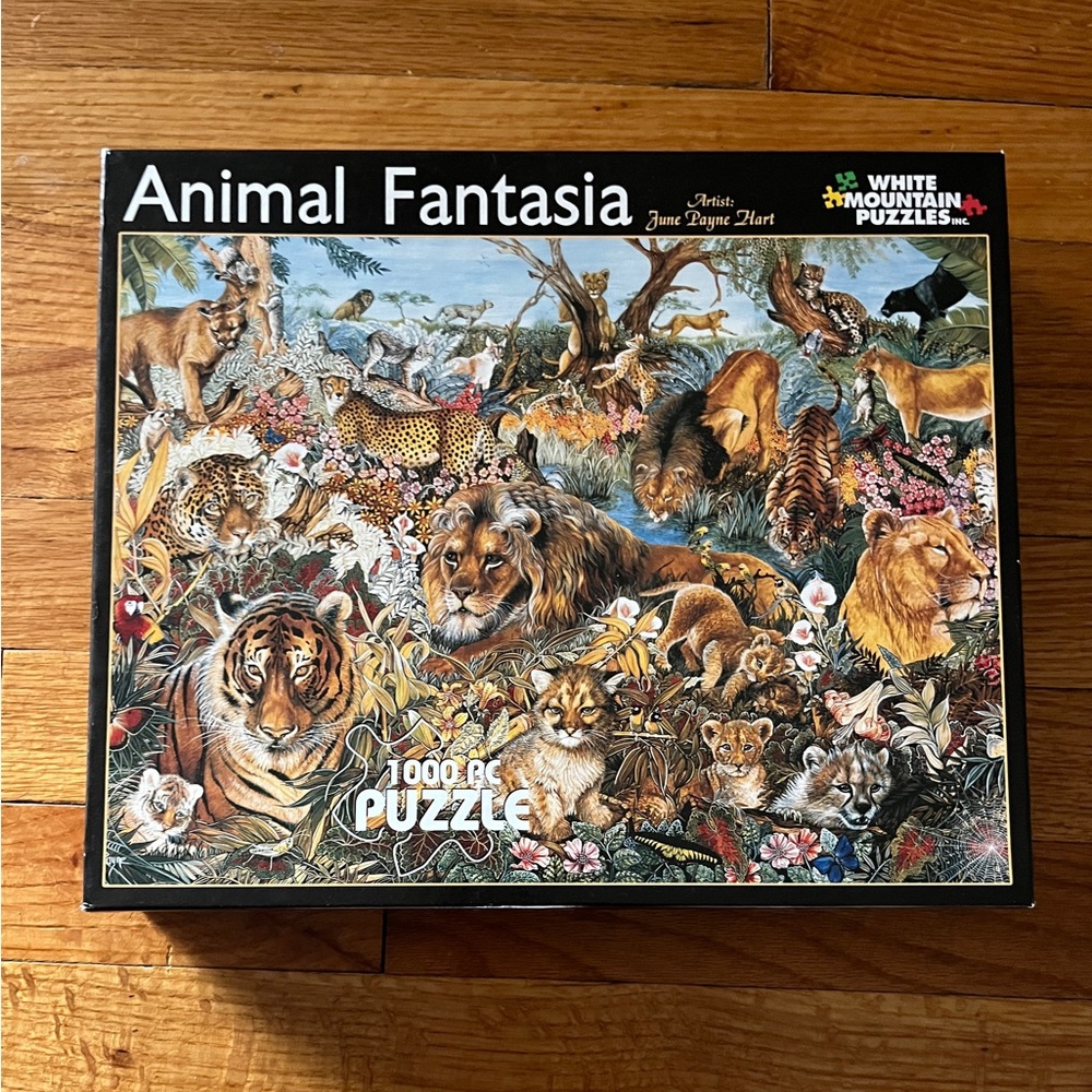 RARE White Mountain Puzzle Animal Fantasia June Payne Hart tigers 1,000 pieces